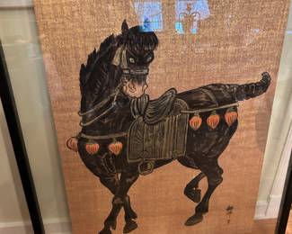 Hasegawa “Ming Horse” in modern glass frame. 