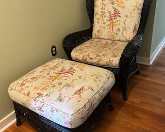 Lane wicker chair and ottoman