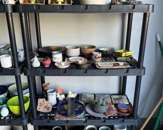 More hand made pottery, antique crocks,