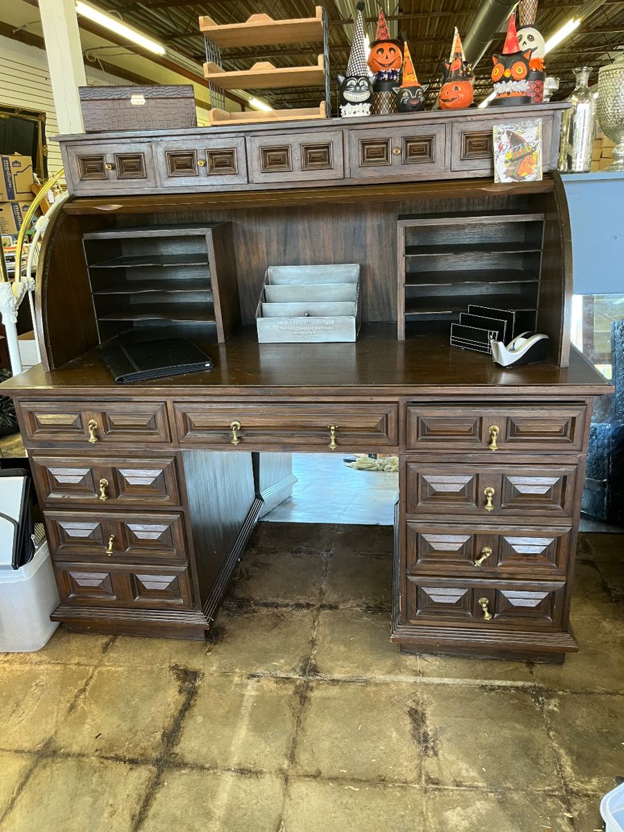 Roll top desk made in Hong Kong.