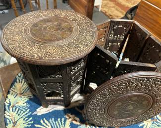 2-Anglo Indian carved folding tables