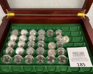 Beautiful US STATE QUARTER Uncirculated Display of over 320 Quarters in Fancy Case
