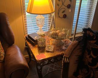 2 Granite top end tables