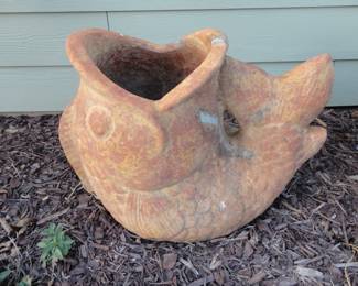 Very Large Terra Cotta Gurgle Fish Pot