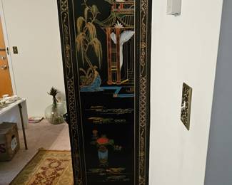 Side of black display cabinet