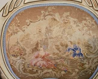 Back of vintage chairs, mural look