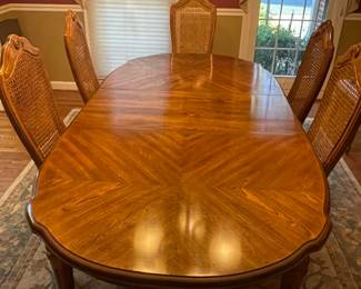French country dining table and 6 chairs 