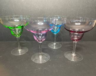 Colored margarita glasses set 8