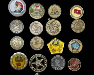 US Military Challenge Coins assorted, WWII Memorial Wash DC proof medal, Command Sergeant Major Award For Excellence NSA Ft Meade Army Challenge Coin