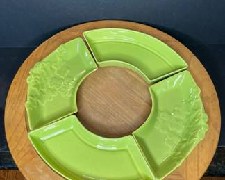 Lazy Susan with ceramic serving 