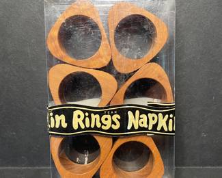 Vintage teak wood napkin rings 