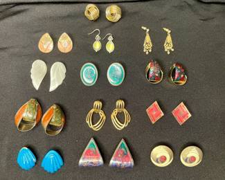 Vintage earrings include clip ons, pierced and screw backs 