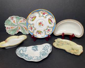 Collection of relish or trinket dishes by Limoges, Nippon, Copelands