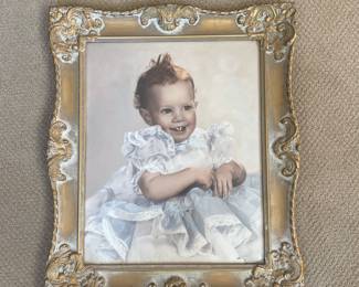 Vintage framed baby portrait 