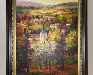 Wood framed painting artist signed 