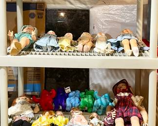 Vintage dolls & plush includes Madame Alexander, Effanbee, Eebee’s, Beanie Babies, porcelain dolls, doll clothing & accessories 