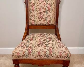 Victorian Eastlake style carved wood upholstered chairs