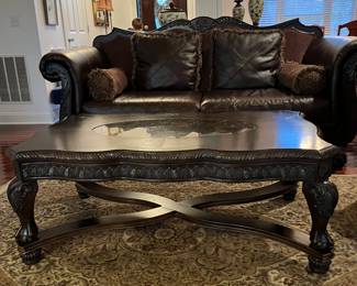 Marble top coffee leather loveseat