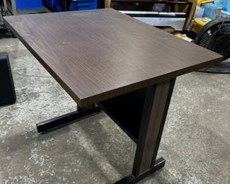 Office machine table, walnut finish