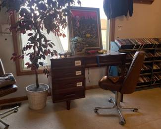 Douglas Furniture Chair, Franklin Mint 1975 Corvette, Faux Tree, Mid-Century Modern (MCM) Sewing Desk