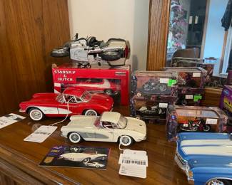 Danbury Mint 1961 Corvette, Millennium Falcon Ornament,  BMW Motorcycle Model, Starsky & Hutch
