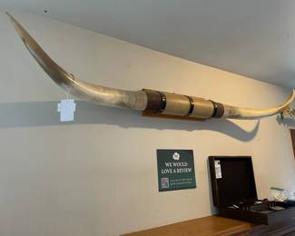 Leather-Wrapped Mounted Steer Horns