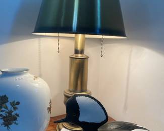  Hand-Carved Hooded Merganser,  Hand-Carved Hooded Merganser, Brass Table Lamp