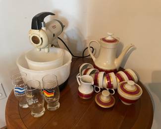 Vintage Sunbeam Mixmaster, Soccer Match Commemorative Glasses