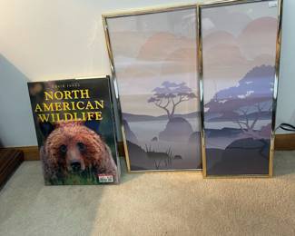 North American Wildlife book, framed art