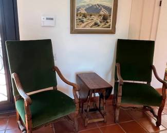 Pr. Carved Wood Italian Armchairs