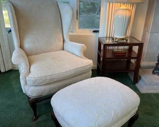 Crewel Wing Chair with Ottoman