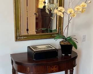 Flip-top Demilune Table ~ Italian Beveled Mirror