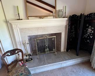 Brass Fireplace Screen ~ Gilt Mirror