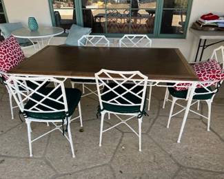 Cast Iron Patio Set with Woodtop Table