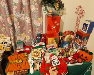 Lots of both vintage and newer seasonal decorations