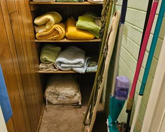 Closet of vintage blankets