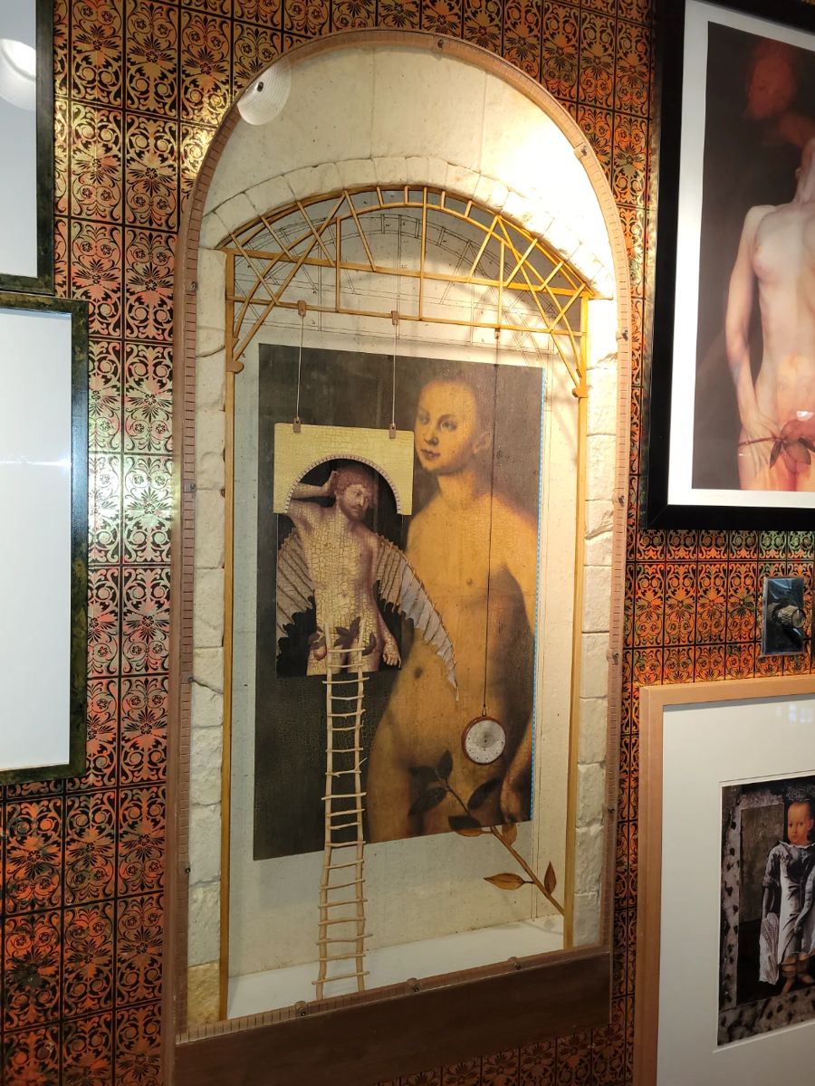 Original Art mixed media "Timepiece Reliquary" by Phil Parker - Local Artist - 42" x 19"