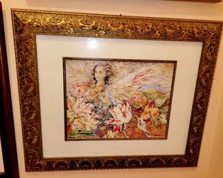 John Bunker - Woman with flowers- lithograph- 7/50 10"x 13", 21" x 25"