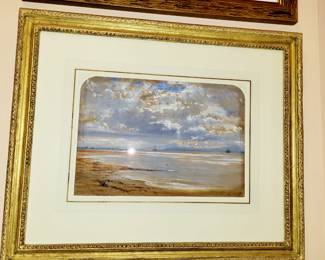 "On the firth & forth- watercolor by Waller Hugh Paton 1850 - 9" x 13.5", 18.5" x 22.5" BurntIsland Life