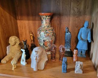 Egyptian Collectibles, The Great Sphinx & Pharaoh, Chinese Terracotta Soldier, & More
