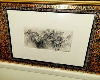 Signed Art Drawing by Louis Freshman Brown  15.5" x 22.5"