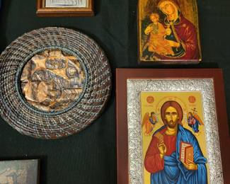Madonna with Child (17th Century)  Icon & Silver Replica of Bzyantine Icon