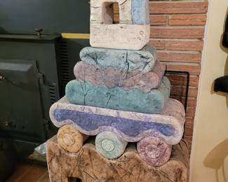 "One Way Home" by Ellen Tibbetts - Stacked ceramic sculpture- measures 37" x 23" x 7