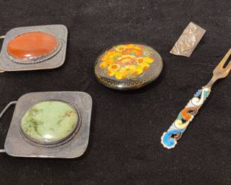 Silver stone belt buckles