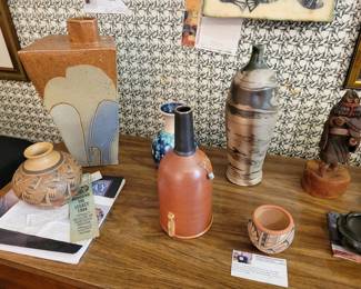 Nashmie Nampeyo (Hopi-Tewa), polychrome jar, Stephen Heywood pottery, Natasha Mariano Jemez