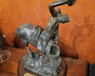 "The Bucker and the Buckeroo" by Charles M. Russell - Bronze
