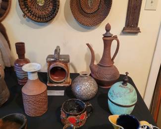 Signed pottery by Jessica Williams, Shaw, Madonik, Handmade baskets signed Rhonda