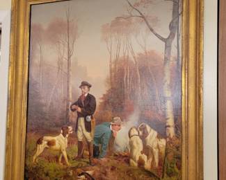 Oil on Canvas - signed Peter Moran "A Successful Shoot" 30" x 25" , 35" x 30"