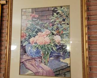 "Peonies from Rudy" Watercolor by Renee Faure - 30" x 22", 43" x 36"
