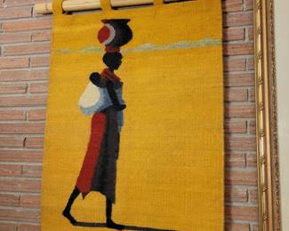 Setsoto Design Handwoven Mohair Tapestry "Carrying Water" by Mantai Suping 